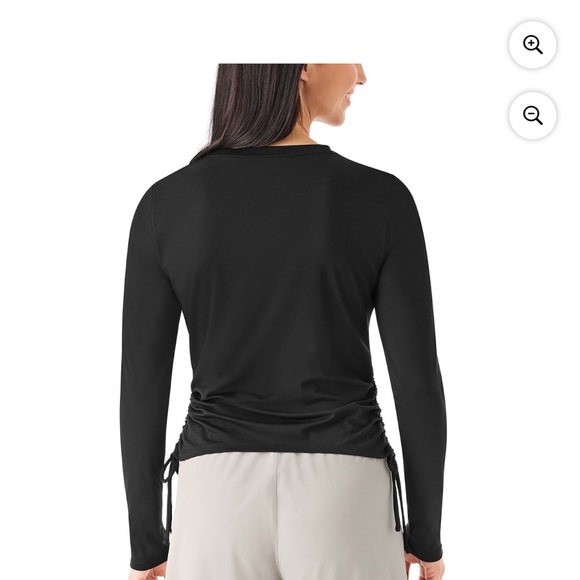 Elegant Black Long Sleeve Top with Side Ties - Picture 2 of 10